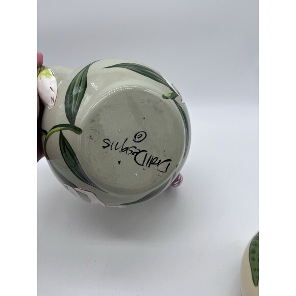 Droll Designs Small Lilly Tea Pot & Creamer Floral Hand Painted Signed - Picture 7 of 10